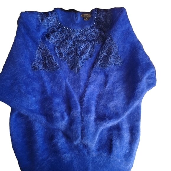 Vintage Venesha 80s blue Angora sweater  size small - Picture 8 of 12